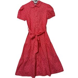 NEW Taylor Tillman Chloe Midi Dress Women XS Red Amalfi Coast Boho Modest Preppy